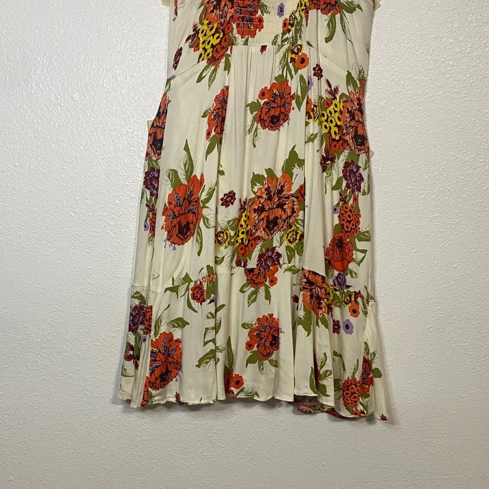 Free People Cream Floral Mini Dress Size M